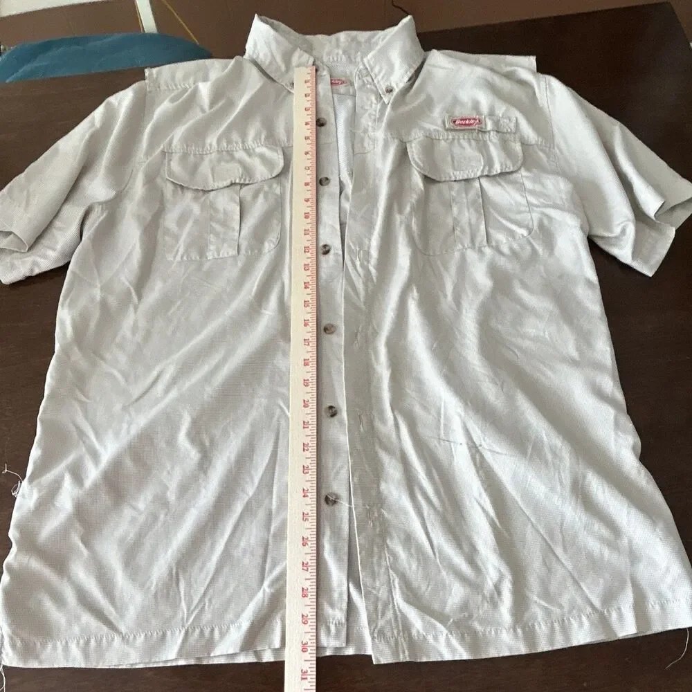 Berkley Men's XL Gray Gingham Fishing Shirt Short Sleeve Button-Up Pockets 0182